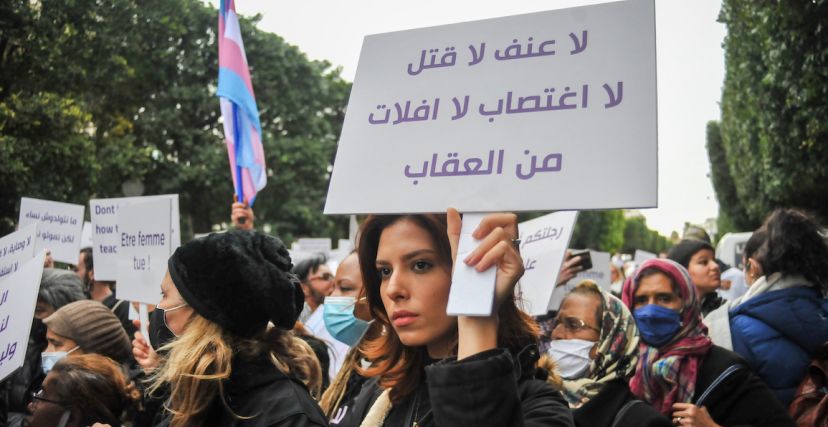 مظاهرة سابقة حول العنف ضد المرأة في تونس